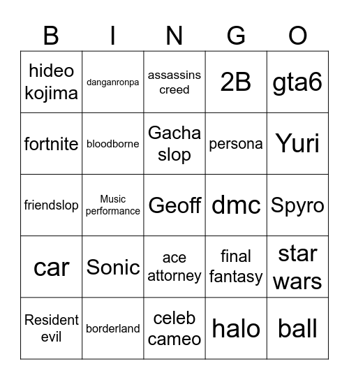zest fest Bingo Card