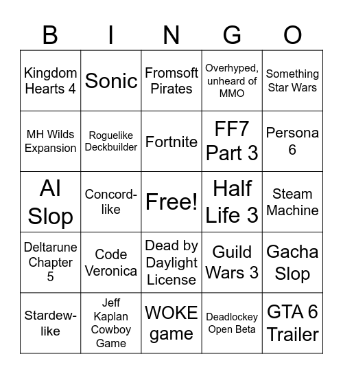 Summer games fest 2026 Bingo Card