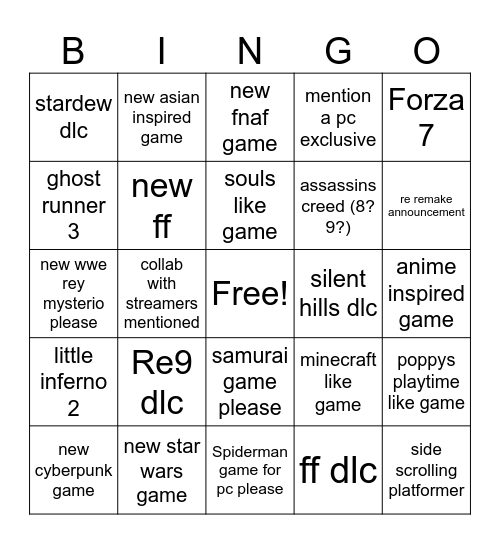 Untitled Bingo Card