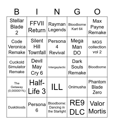 Summer Game Fest 2026 Bingo Card