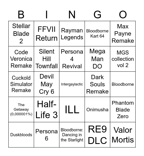 Summer Game Fest 2026 Bingo Card