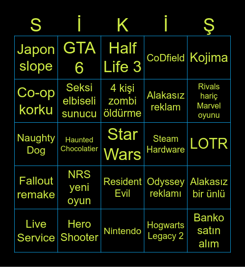 SGF 2026 Bingo Card