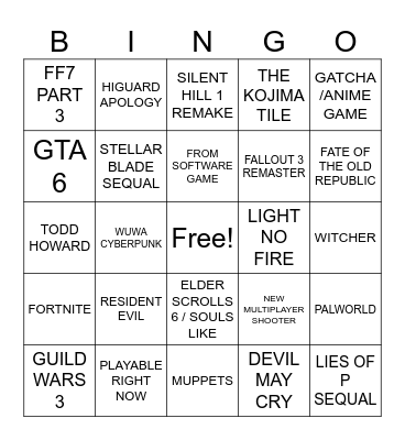 SUMMER GAMES FEST 2026 Bingo Card