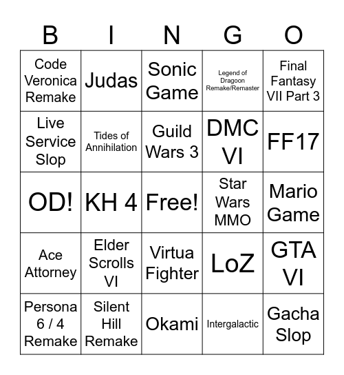 SUMMER GAMES FEST 2026 Bingo Card