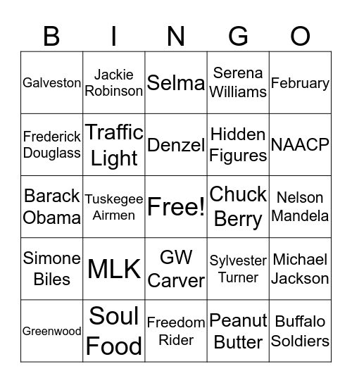 Black History Month Bingo Card