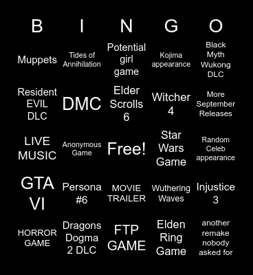 Summer Games Fest 2026 BINGO Card
