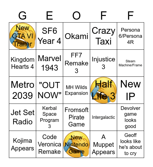 SUMMER GAME FEST 2026 Bingo Card
