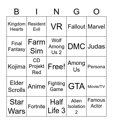 Summer Games Fest 2026 Bingo Card