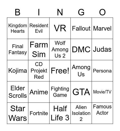 Summer Games Fest 2026 Bingo Card