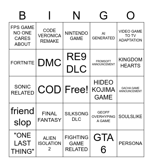 SUMMER GAMES FEST Bingo Card