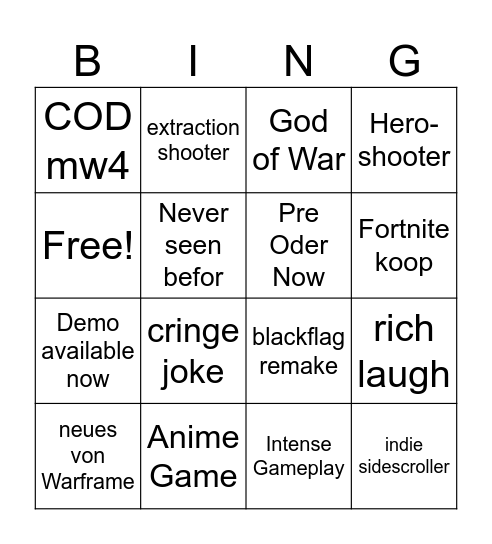 SummerGameFest Bingo Card