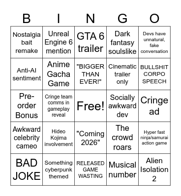 Summer Games Fest 2026 Bingo Card