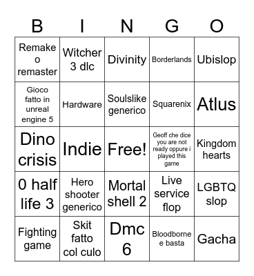 Summer game fest 2026 Bingo Card