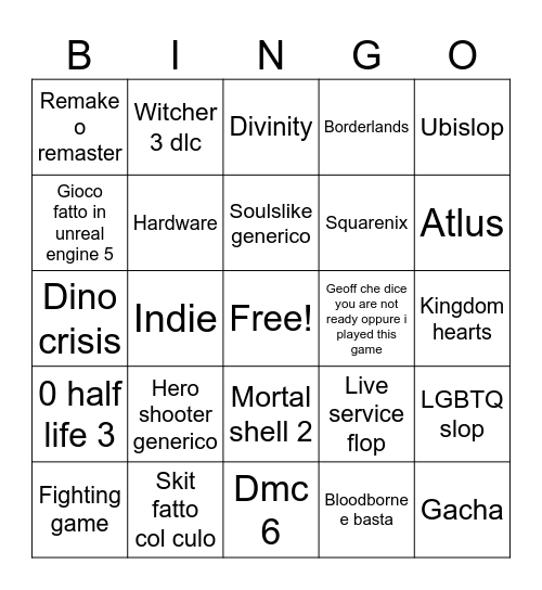 Summer game fest 2026 Bingo Card