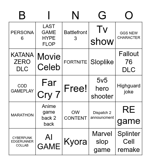 SUMMER GAME FEST Bingo Card