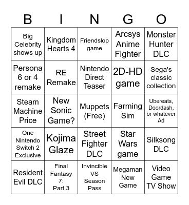 Summer Games Fest! Bingo Card