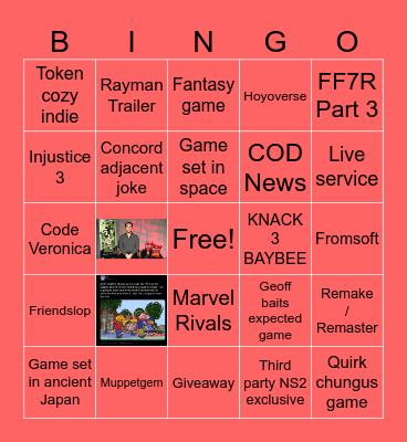 Summer Game Fest 2026 5/06 Bingo Card