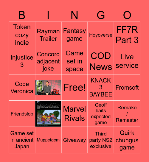 Summer Game Fest 2026 5/06 Bingo Card