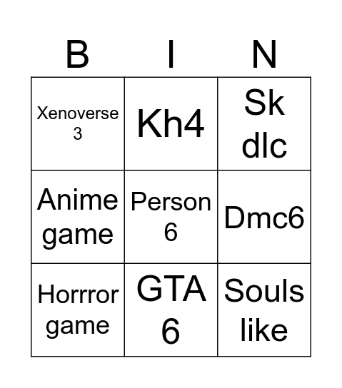 SGF Bingo Card