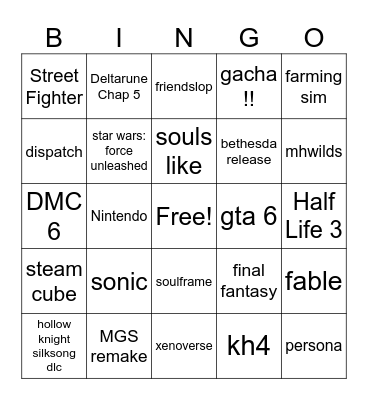 Summer Games Fest Bingo Card