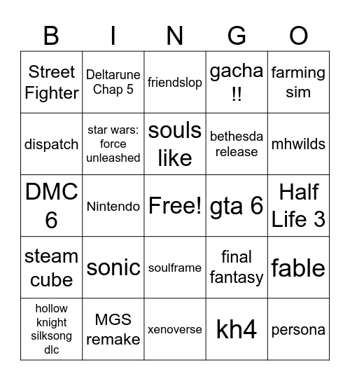 Summer Games Fest Bingo Card