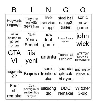 Bingo Card - Summer Game Fest 2025 Bingo Card
