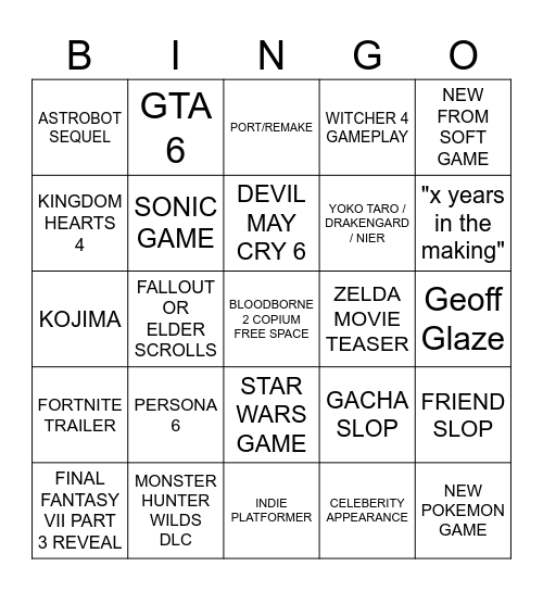 SUMMER GAMES FEST BINGO Card