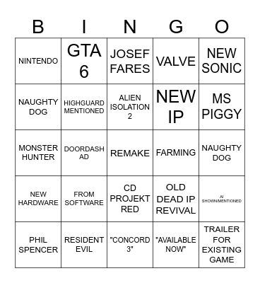 SUMMER GAMES FEST Bingo Card