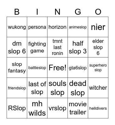 sgf 2026 Bingo Card