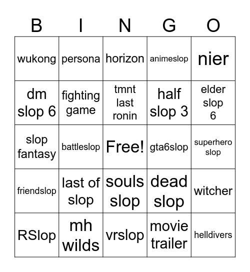 sgf 2026 Bingo Card
