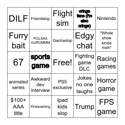 Summer game fest bingo Card