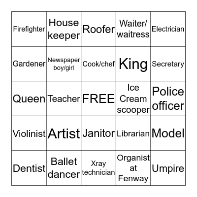 Charade Bingo Card