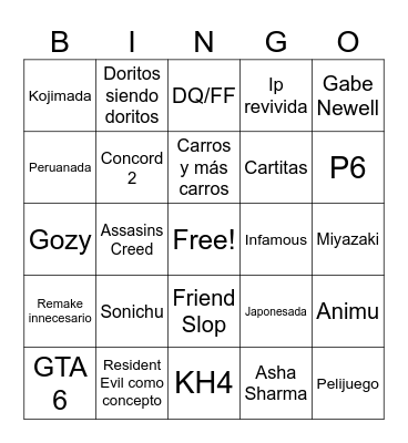 Summer Game Fest Bingo Card
