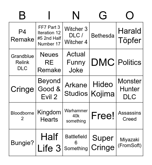 SUMMER GAME FEST 2026 Bingo Card
