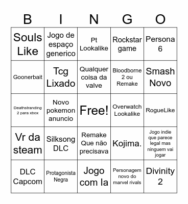 Summer game fest Bingo Card