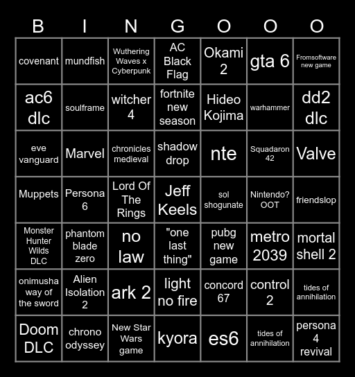 Summer Games Fest 2026 Bingo Card
