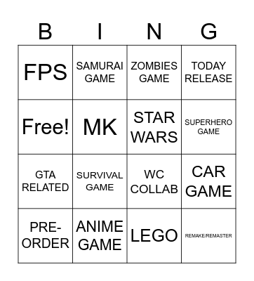 SUMMER GAME FEST_DAVID Bingo Card