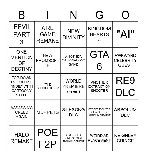 KEIGH3 Bingo Card