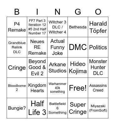 SUMMER GAME FEST 2026 Bingo Card
