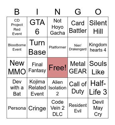Game Fest Bingo Card