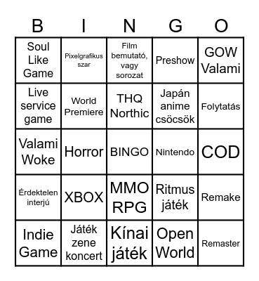 Summer Game Fest 2026 Bingo Card