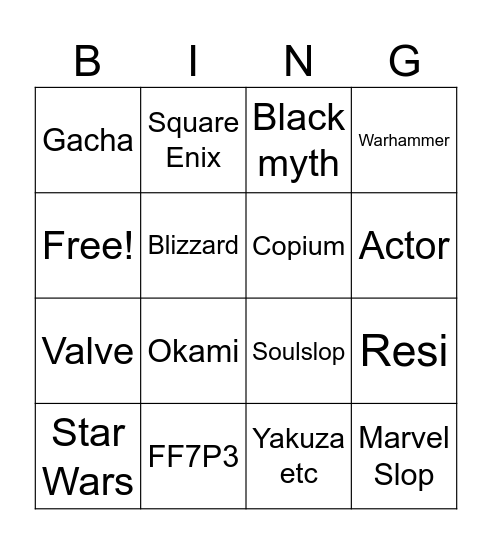 SUMMER GAME FEST Bingo Card