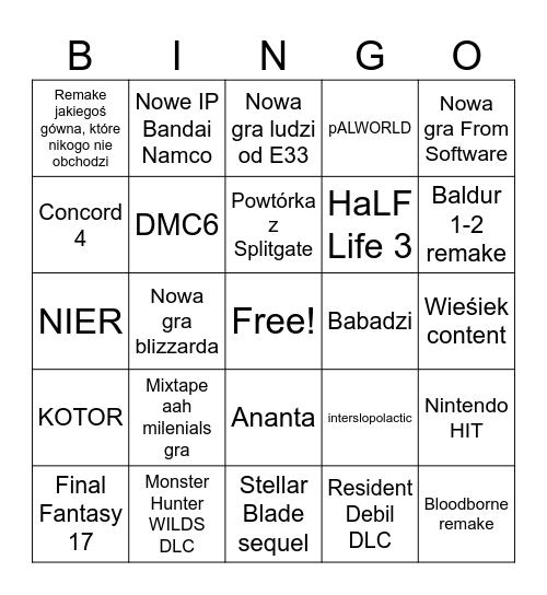 SGF 2026 Auryś Bingo Card