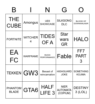 SUMMER GAME FEST Bingo Card