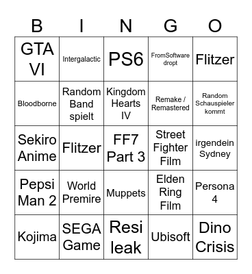 Summer Games Fest Bingo Card