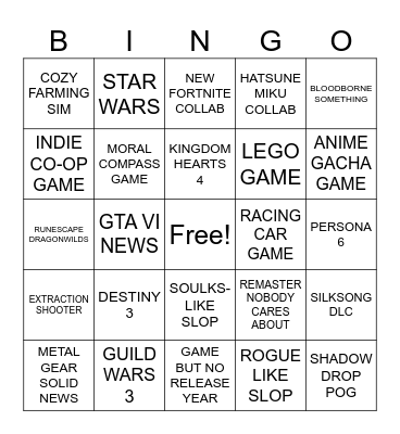 SUMMER GAME FEST Bingo Card