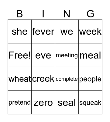 CKLA Spelling Bingo- U4 L16-20 Bingo Card