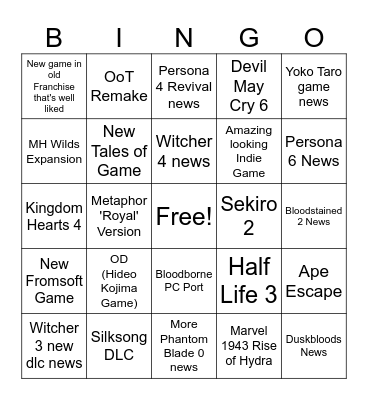 Summer Games Fest 2026 Bingo Card