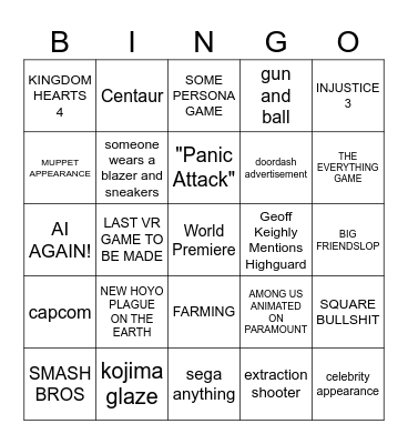 SUMMER GAMES FEST Bingo Card