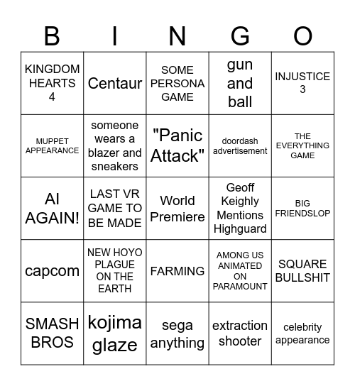 SUMMER GAMES FEST Bingo Card